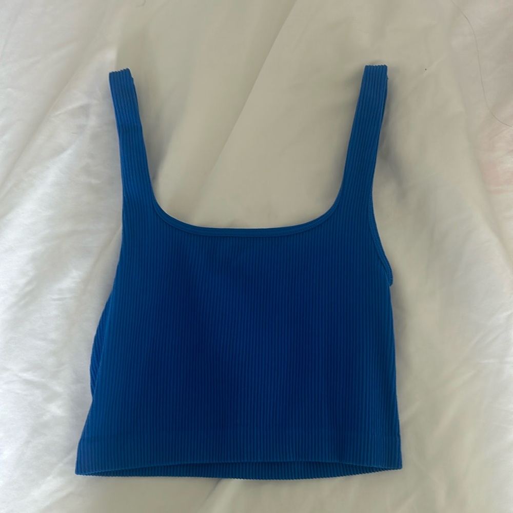 Zara Blue Ribbed Tank Top